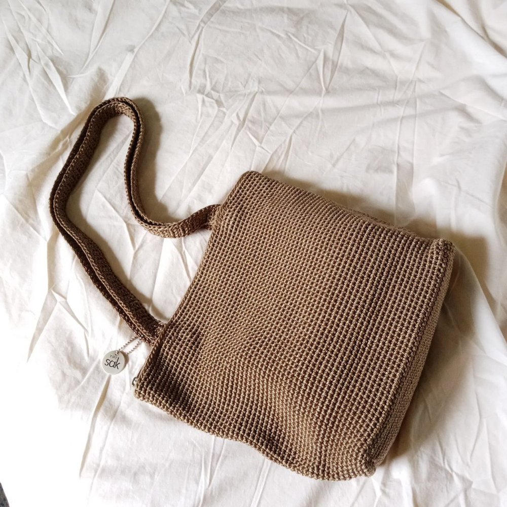The Sak // Brown Crochet Tote Bag